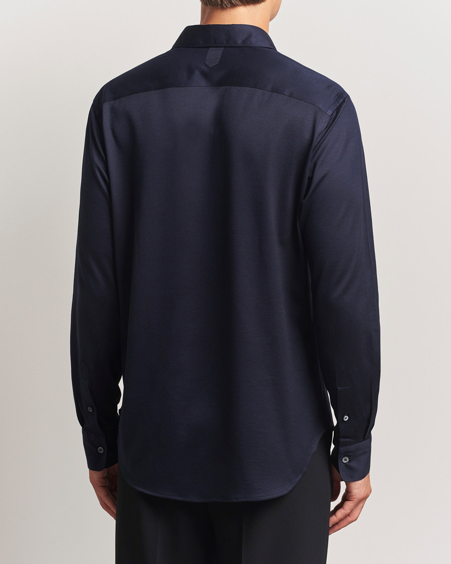Herr | Skjortor | Canali | Jersey Piquet Shirt Navy