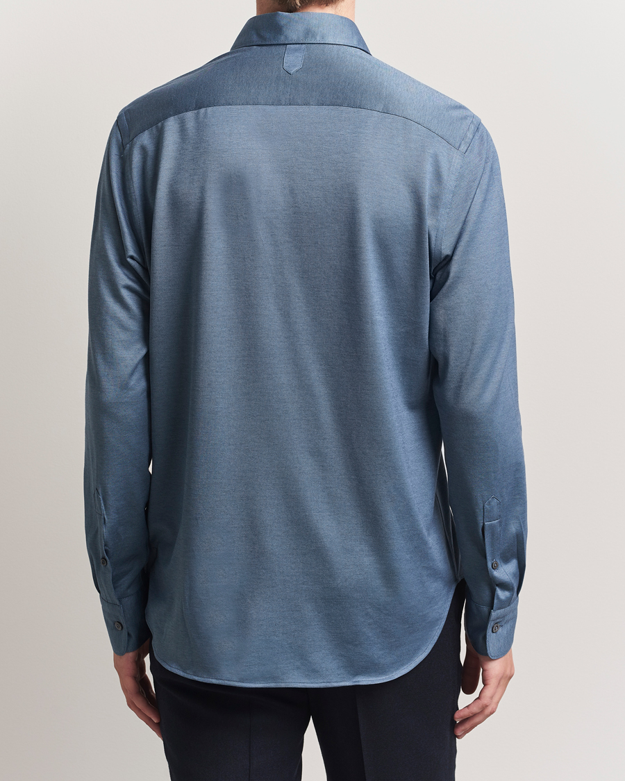 Herr | Skjortor | Canali | Jersey Piquet Shirt Blue