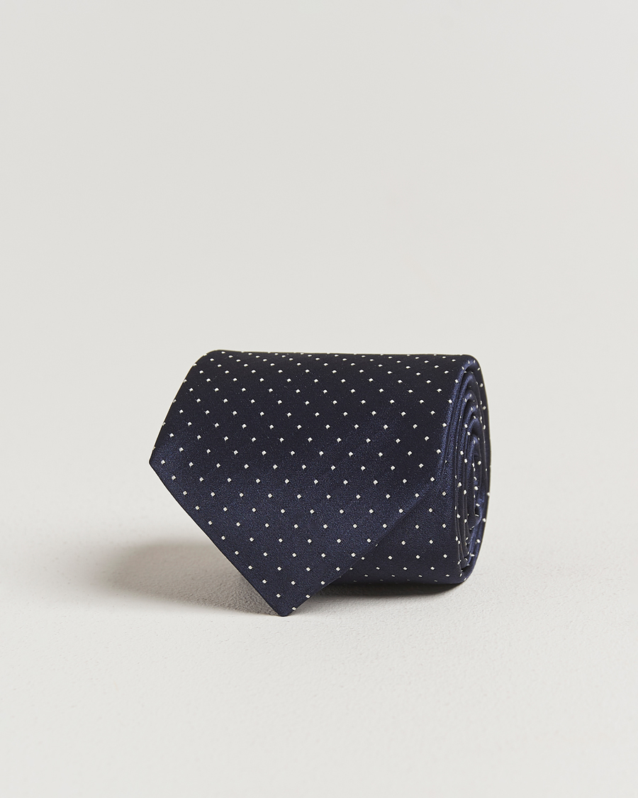 Herr | Slipsar | Canali | Micro Dot Silk Tie Navy