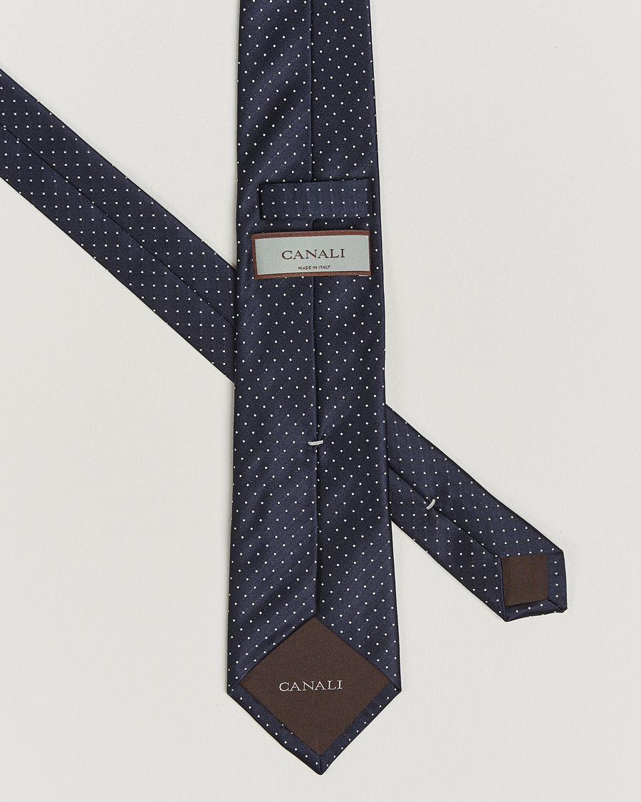 Herr | Slipsar | Canali | Micro Dot Silk Tie Navy
