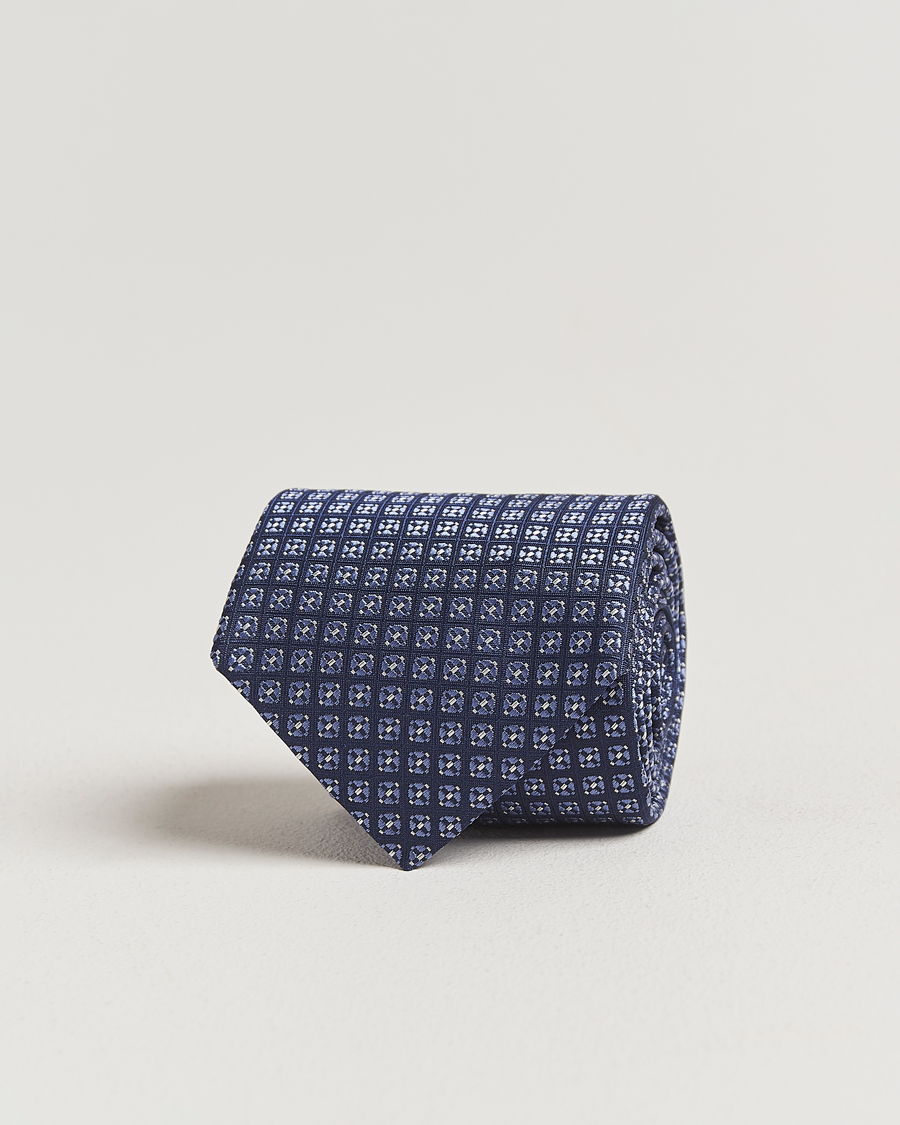 Herr | Slipsar | Canali | Jacquard Silk Tie Navy/Blue