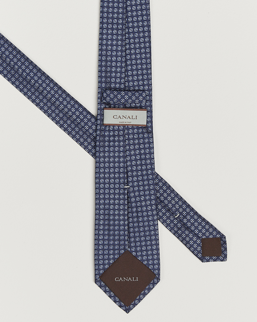 Herr | Slipsar | Canali | Jacquard Silk Tie Navy/Blue
