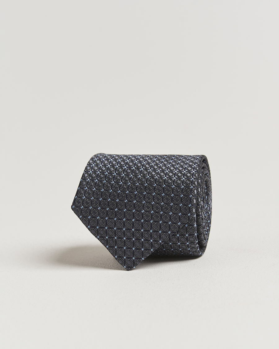 Herr | Slipsar | Canali | Jacquard Silk Tie Navy
