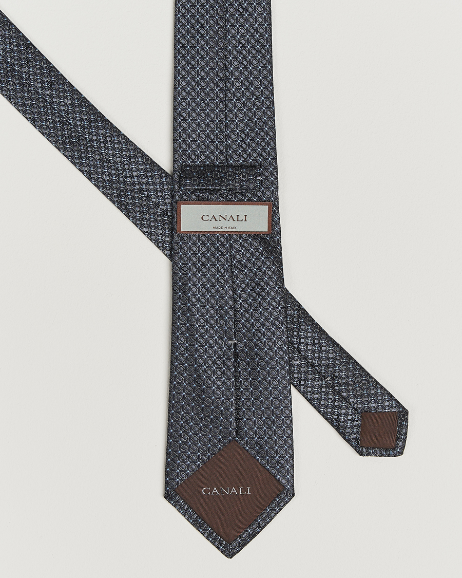 Herr | Slipsar | Canali | Jacquard Silk Tie Navy