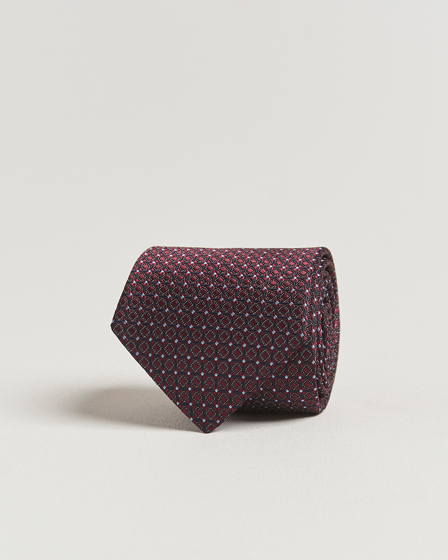 Herr | Slipsar | Canali | Jacquard Silk Tie Burgundy