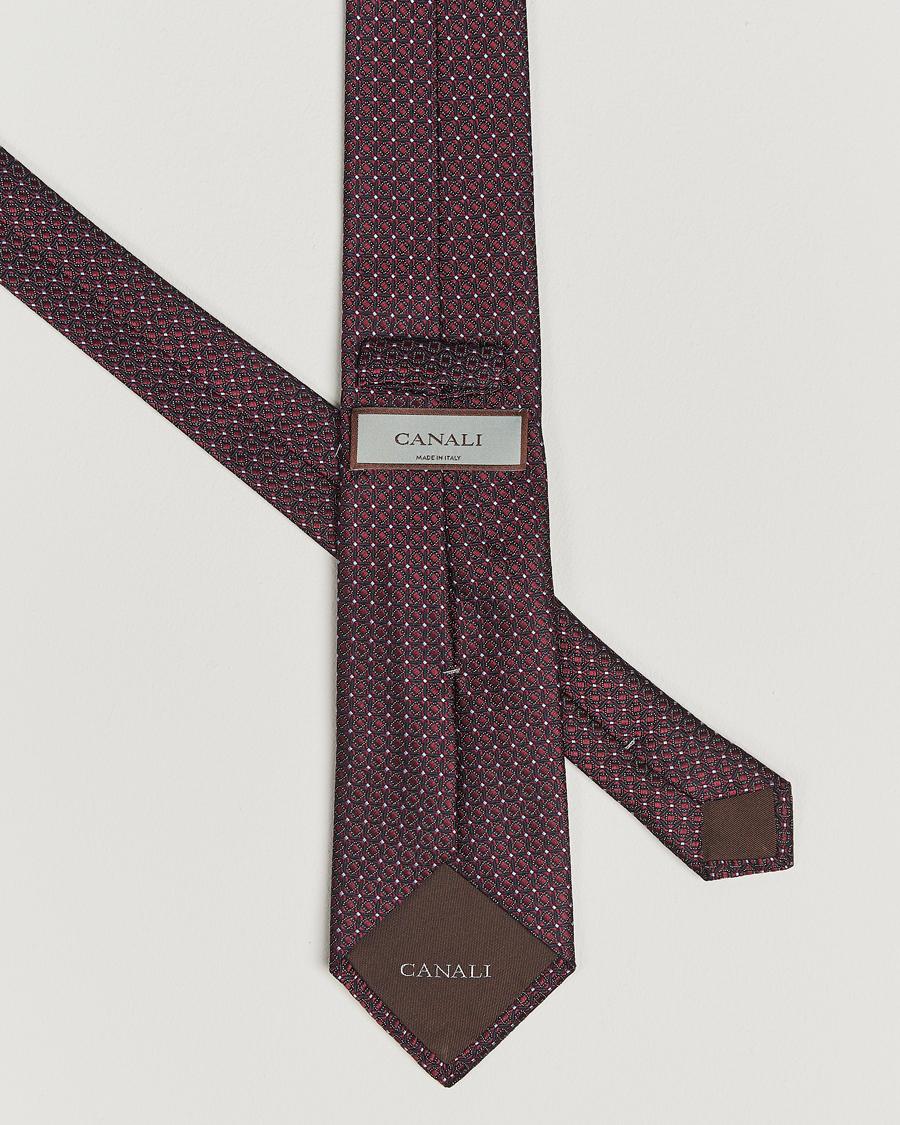 Herr | Slipsar | Canali | Jacquard Silk Tie Burgundy