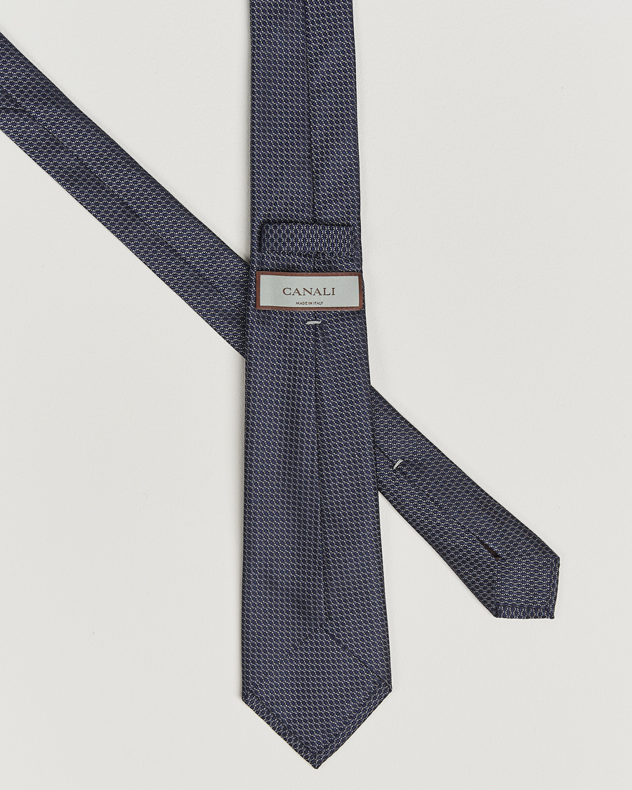 Herr | Slipsar | Canali | 5-Fold Silk Tie Navy