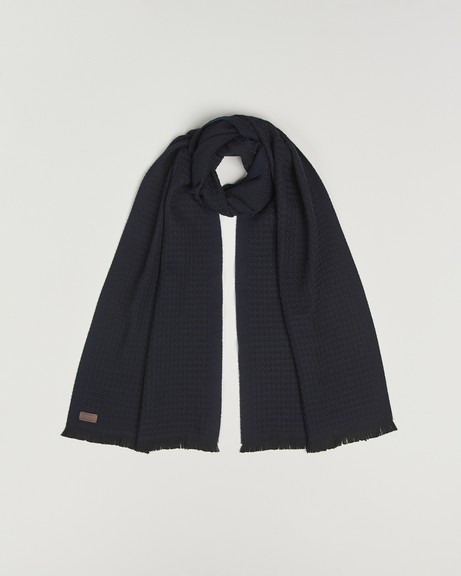 Herr | Scarves | Canali | Jacquard Wool Scarf Navy