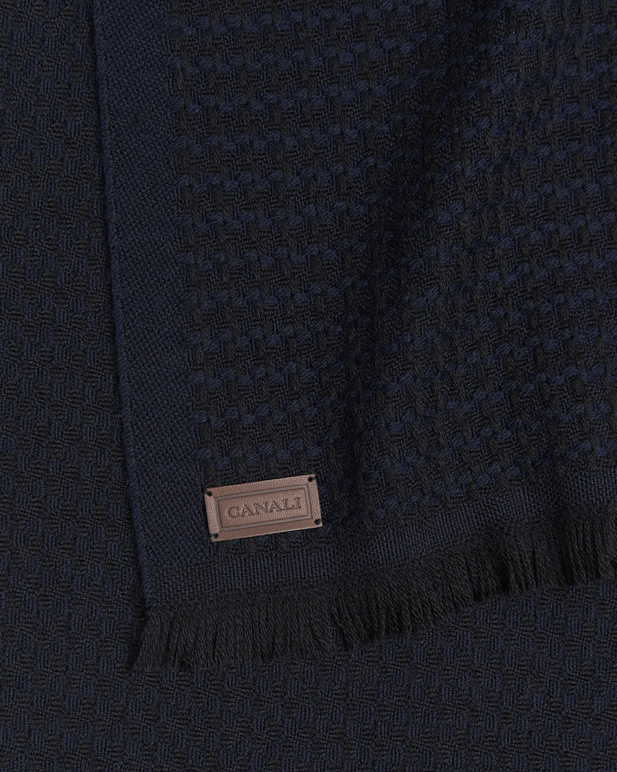 Herr | Scarves | Canali | Jacquard Wool Scarf Navy