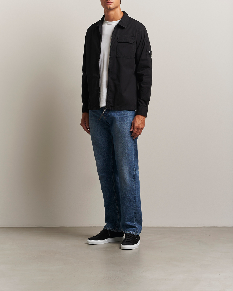 Herr | Skjortor | C.P. Company | Organic Cotton Gabardine Zip Overshirt Black