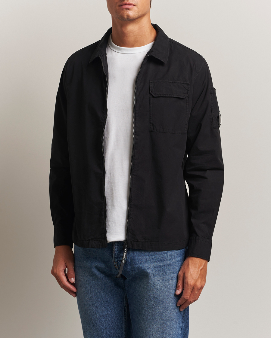 Herr | Skjortor | C.P. Company | Organic Cotton Gabardine Zip Overshirt Black