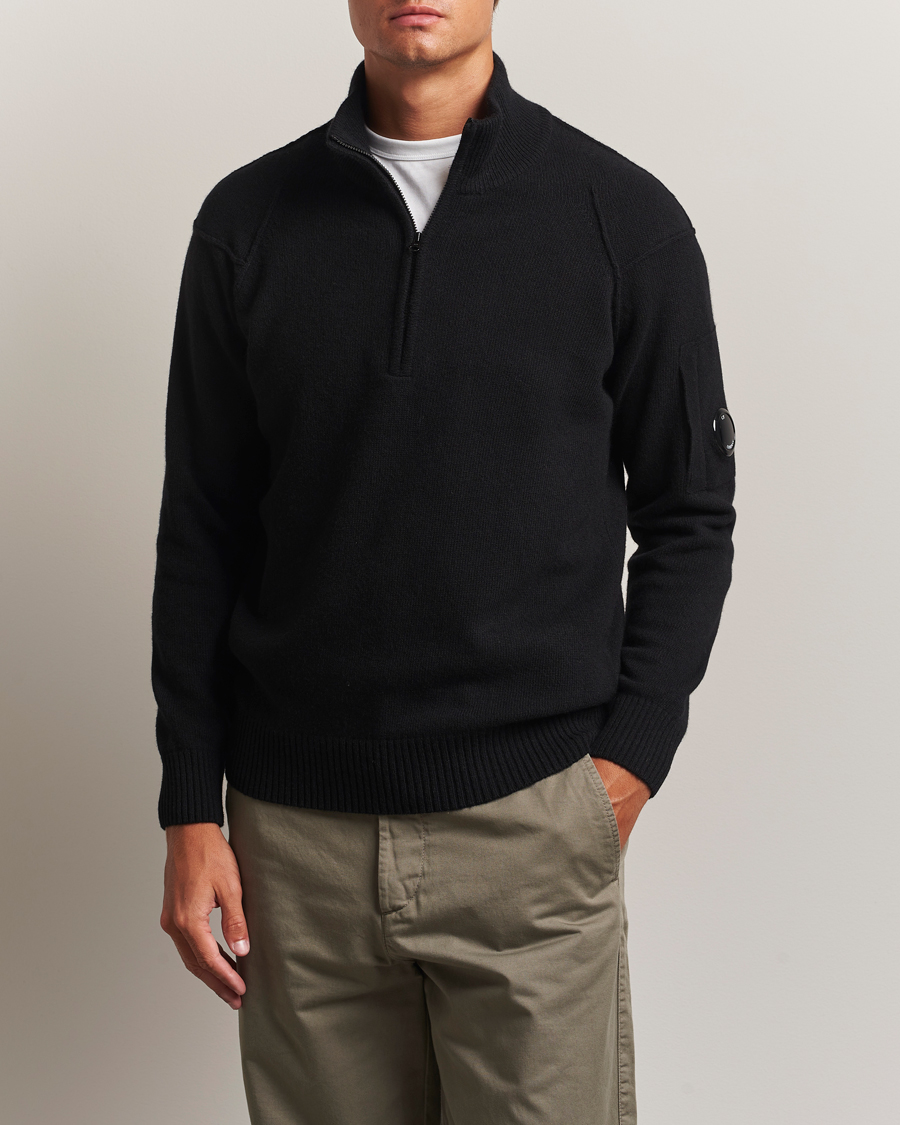 Herr | Tröjor | C.P. Company | Knitted Lambswool Half-Zip Black