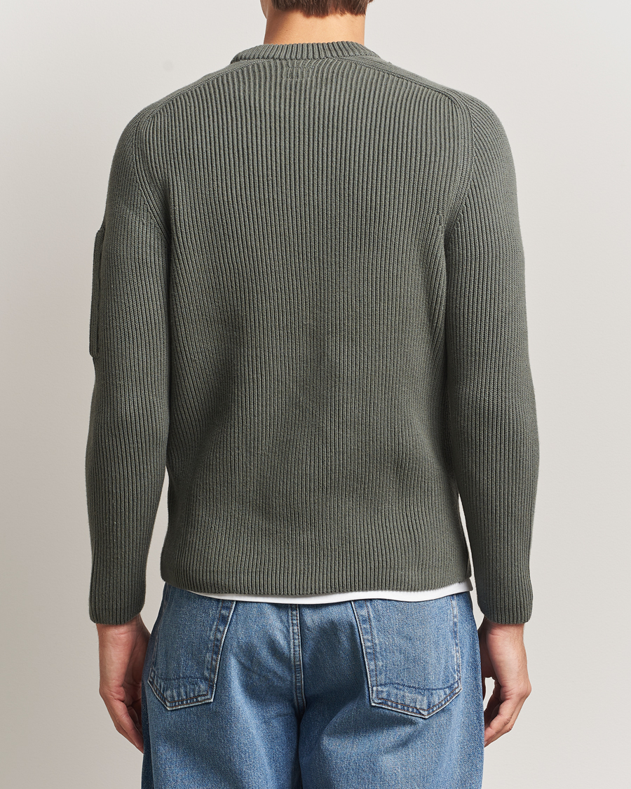 Herr | Tröjor | C.P. Company | Full Rib Knitted Cotton Crew Neck Grey