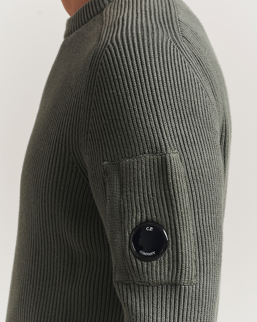 Herr | Tröjor | C.P. Company | Full Rib Knitted Cotton Crew Neck Grey