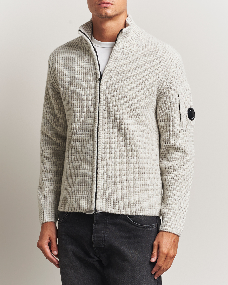 Herr | Tröjor | C.P. Company | Structure Lambswool Full Zip Grey
