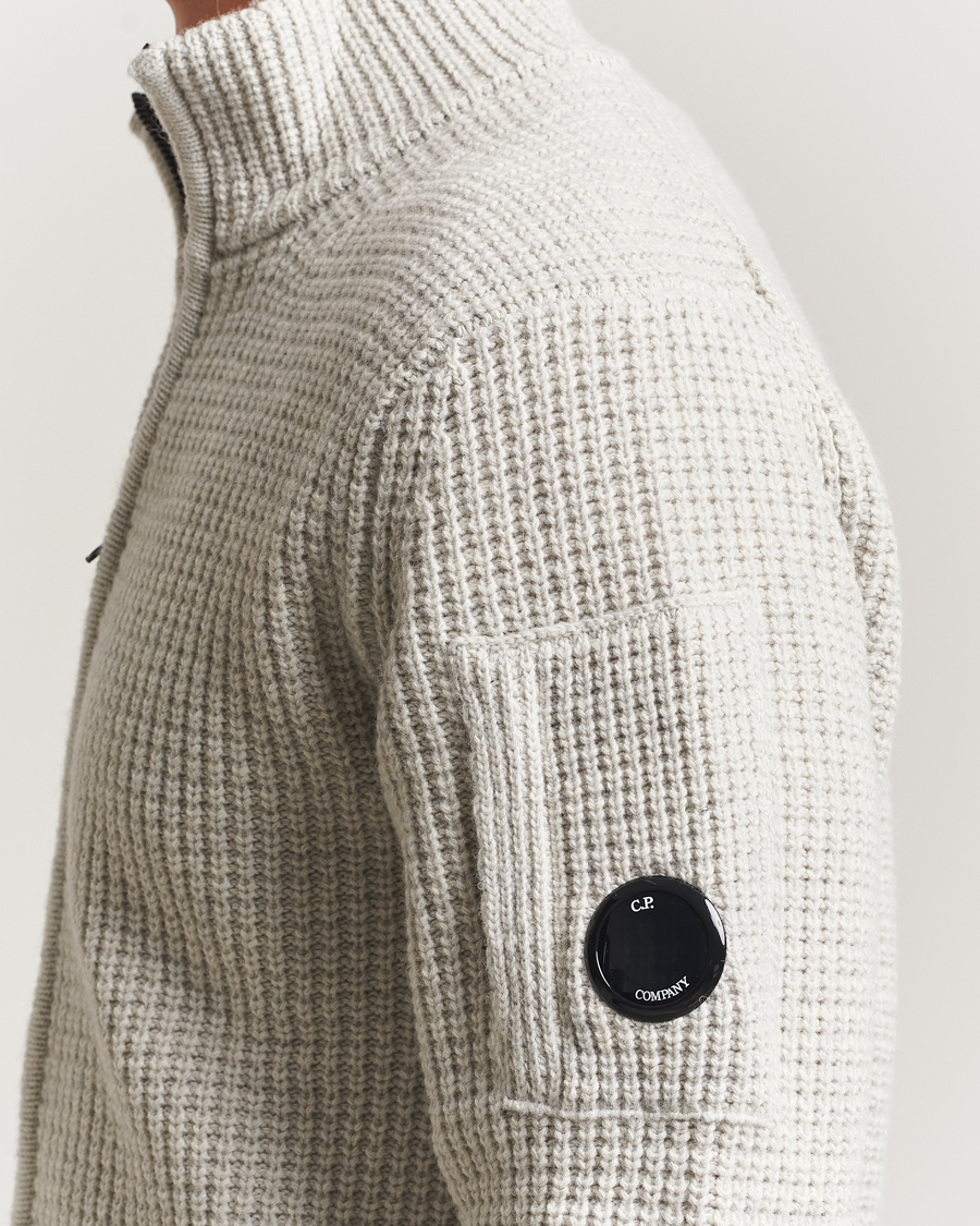 Herr | Tröjor | C.P. Company | Structure Lambswool Full Zip Grey
