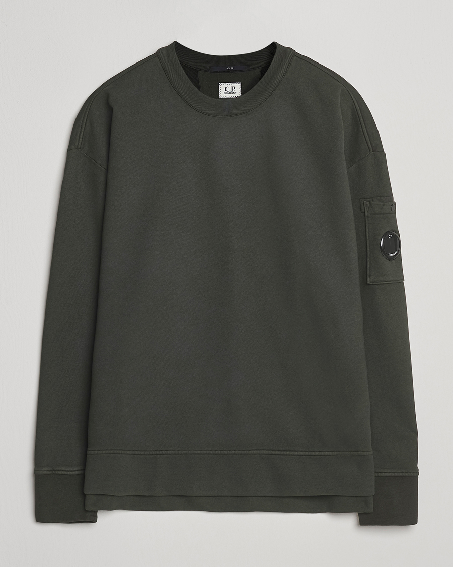 Herr | Tröjor | C.P. Company | Brushed Emerized Fleece Lens Sweatshirt Dark Green