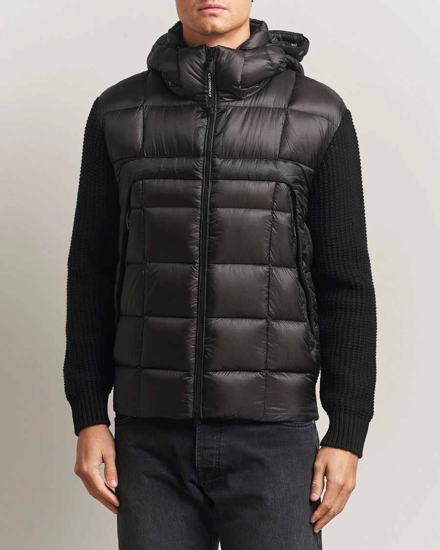 Herr | Jackor | C.P. Company | Merino Wool Padded Hybrid Hood Jacket Black