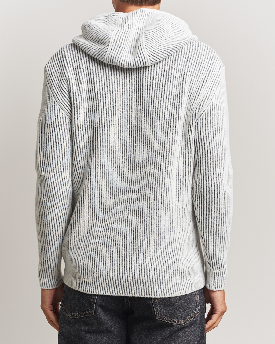 Herr | Tröjor | C.P. Company | Knitted Full Zip Hood White/Grey