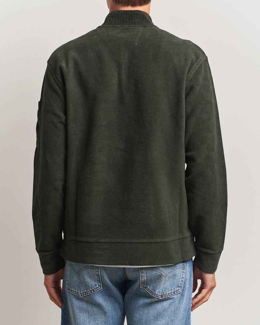 Herr | Tröjor | C.P. Company | Brushed Emerized Diagonal Fleece Half Zip Dark Green