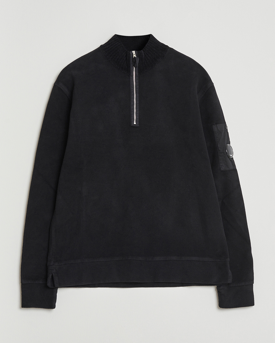 Herr | Tröjor | C.P. Company | Brushed Emerized Diagonal Fleece Half Zip Black