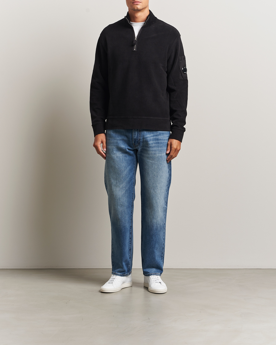 Herr | Tröjor | C.P. Company | Brushed Emerized Diagonal Fleece Half Zip Black