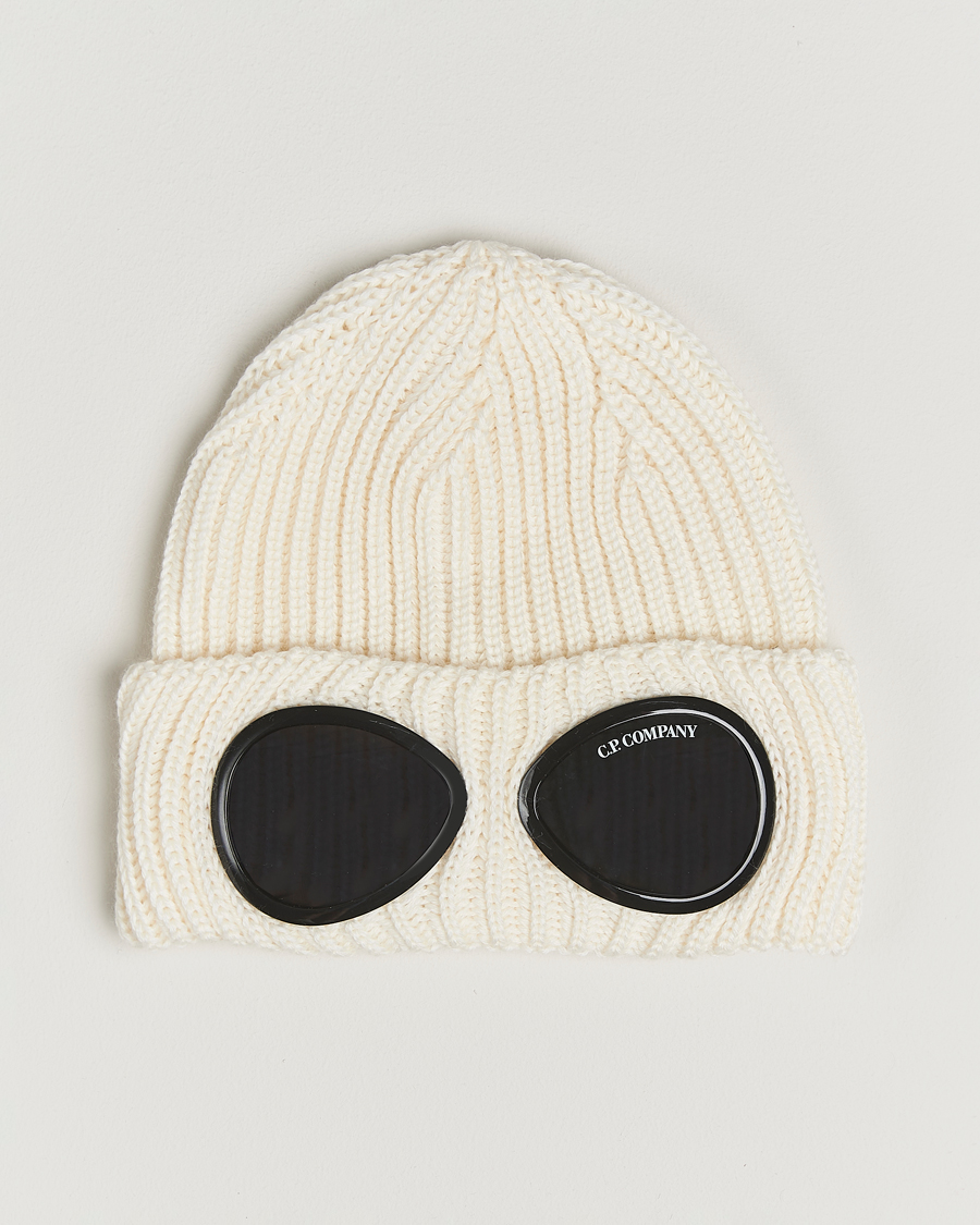 Herr | Mössor | C.P. Company | Knitted Merino Goggle Beanie White