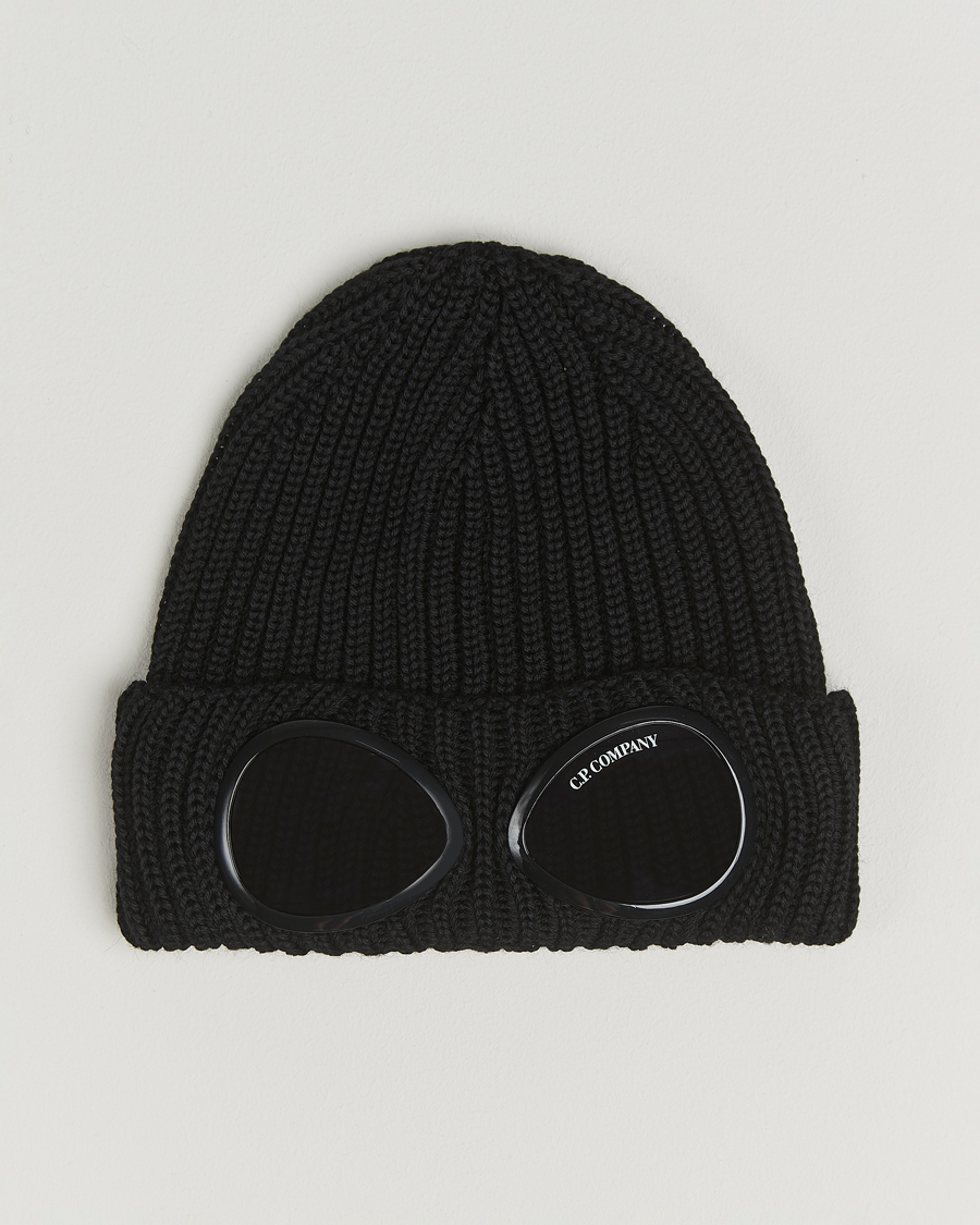 Herr | Mössor | C.P. Company | Knitted Merino Goggle Beanie Black