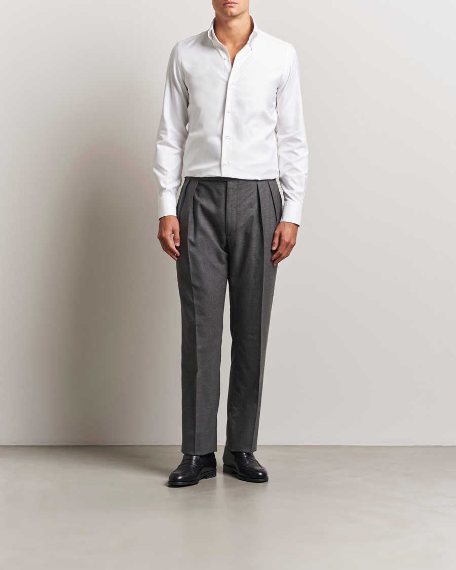 Herr | Skjortor | Finamore Napoli | Milano Slim Oxford Button Down Shirt White