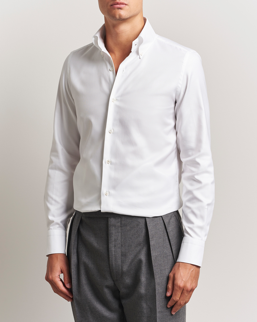 Herr | Skjortor | Finamore Napoli | Milano Slim Oxford Button Down Shirt White