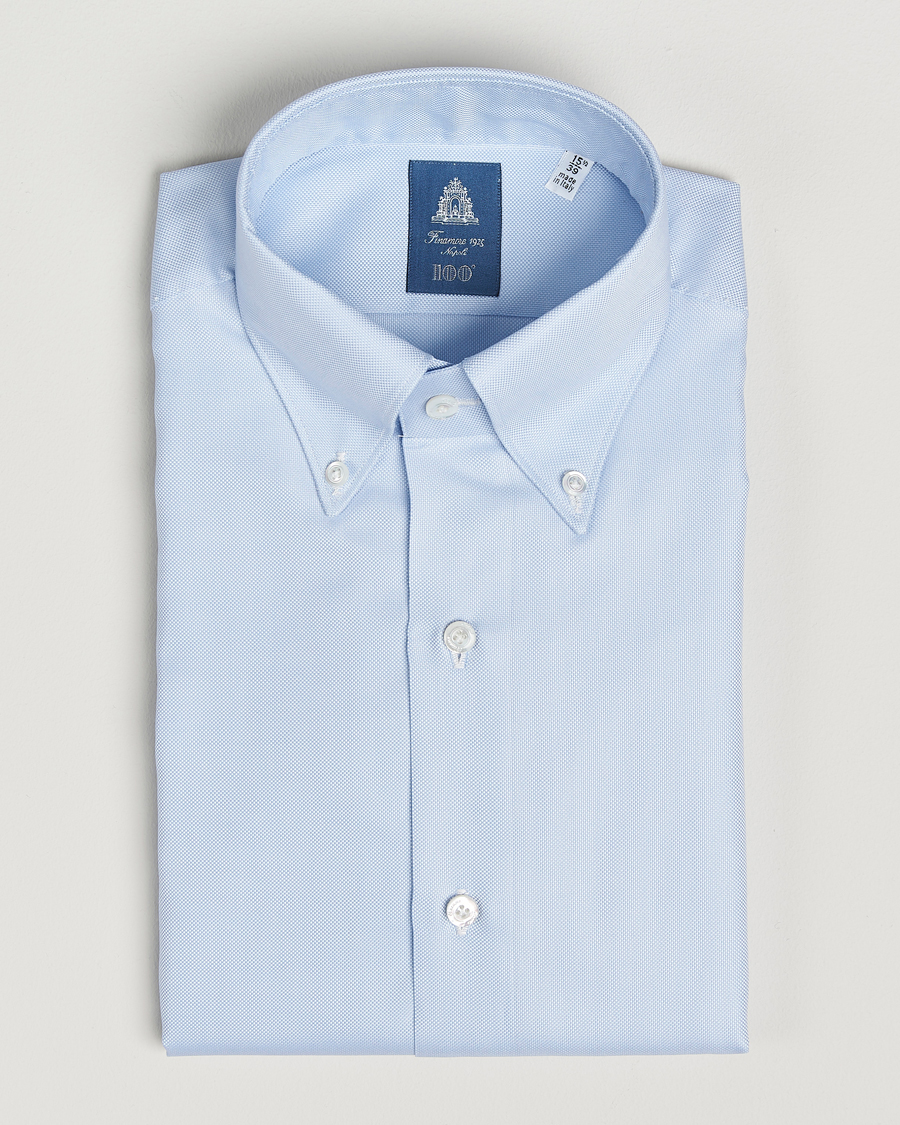 Herr | Skjortor | Finamore Napoli | Milano Slim Oxford Button Down Shirt Light Blue