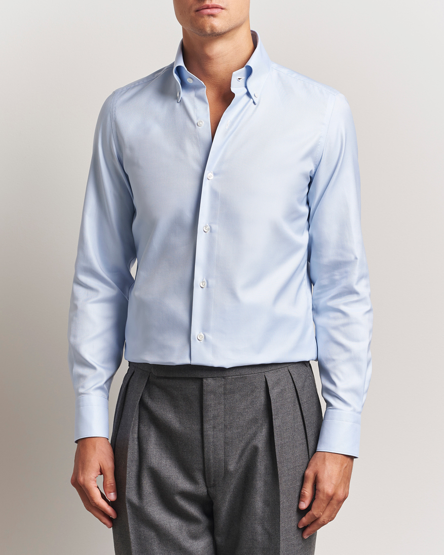 Herr | Skjortor | Finamore Napoli | Milano Slim Oxford Button Down Shirt Light Blue