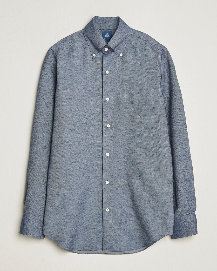 Herr | Skjortor | Finamore Napoli | Milano Slim Cashmere BD Shirt Dark Blue