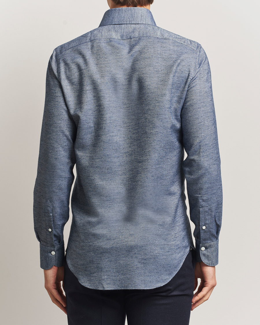 Herr | Skjortor | Finamore Napoli | Milano Slim Cashmere BD Shirt Dark Blue