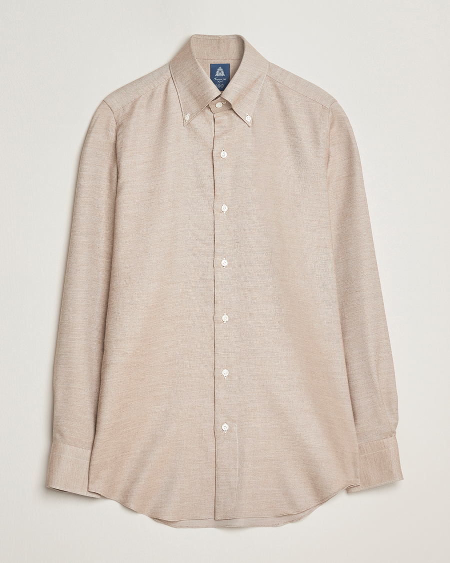 Herr | Skjortor | Finamore Napoli | Milano Slim Cashmere BD Shirt Beige