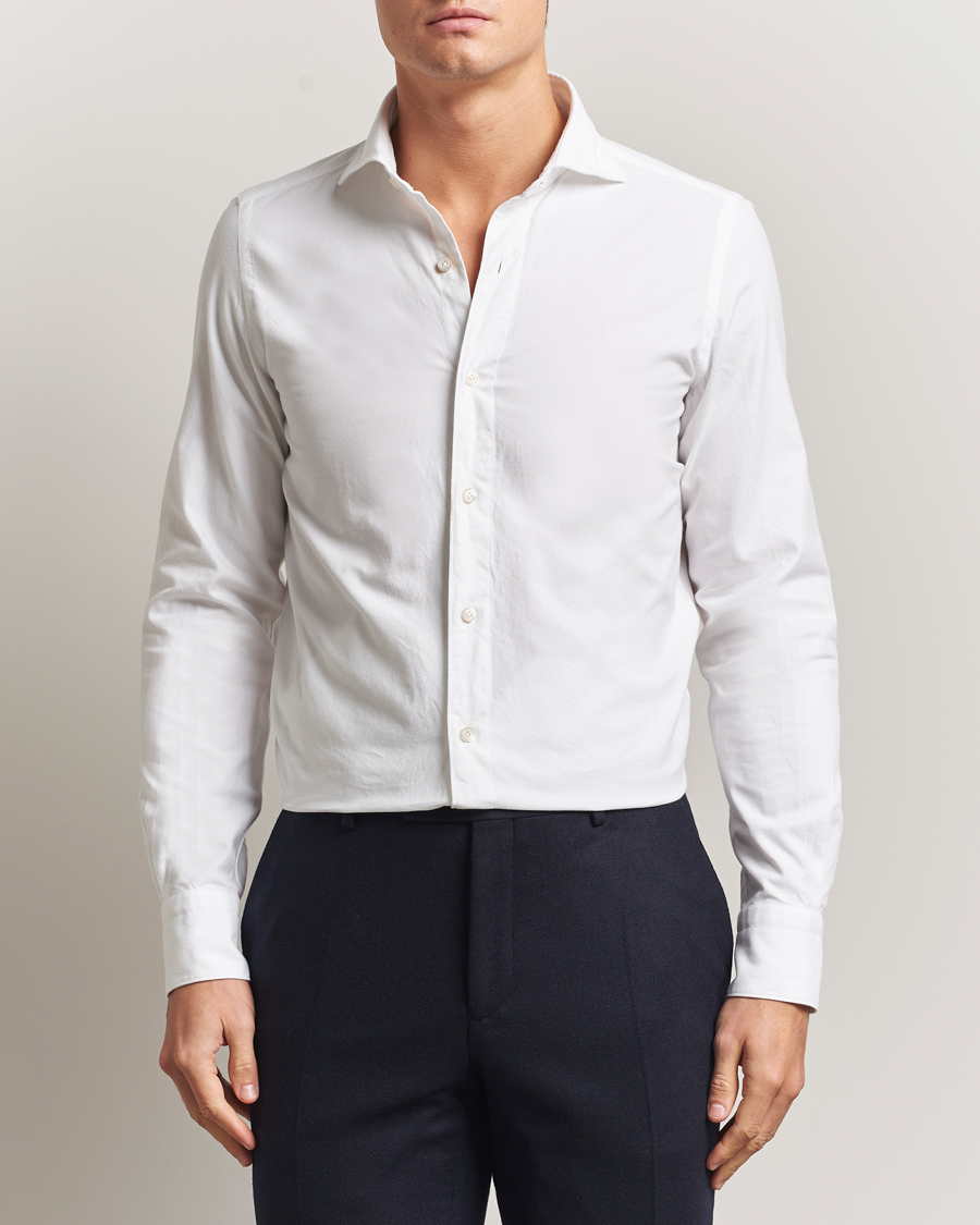 Herr | Skjortor | Finamore Napoli | Gaeta Flannel Sport Shirt White