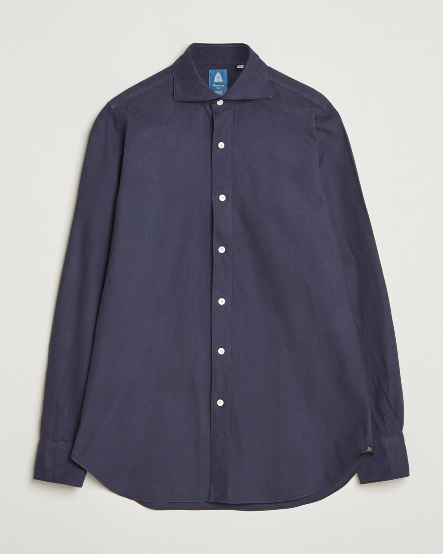 Herr | Skjortor | Finamore Napoli | Gaeta Flannel Sport Shirt Navy