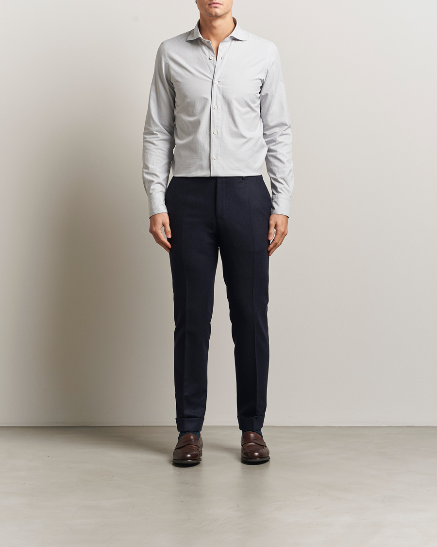 Herr | Skjortor | Finamore Napoli | Gaeta Flannel Sport Shirt Light Grey