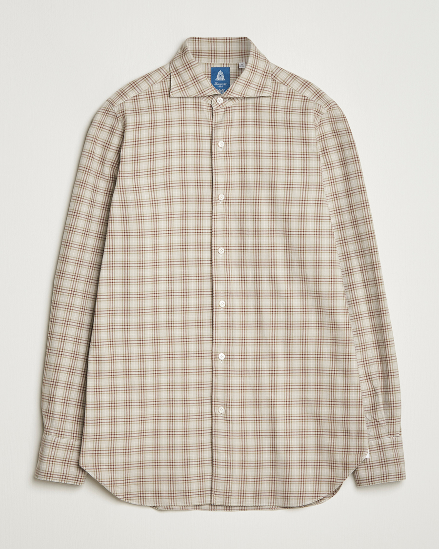 Herr | Skjortor | Finamore Napoli | Gaeta Flannel Sport Shirt Beige Check