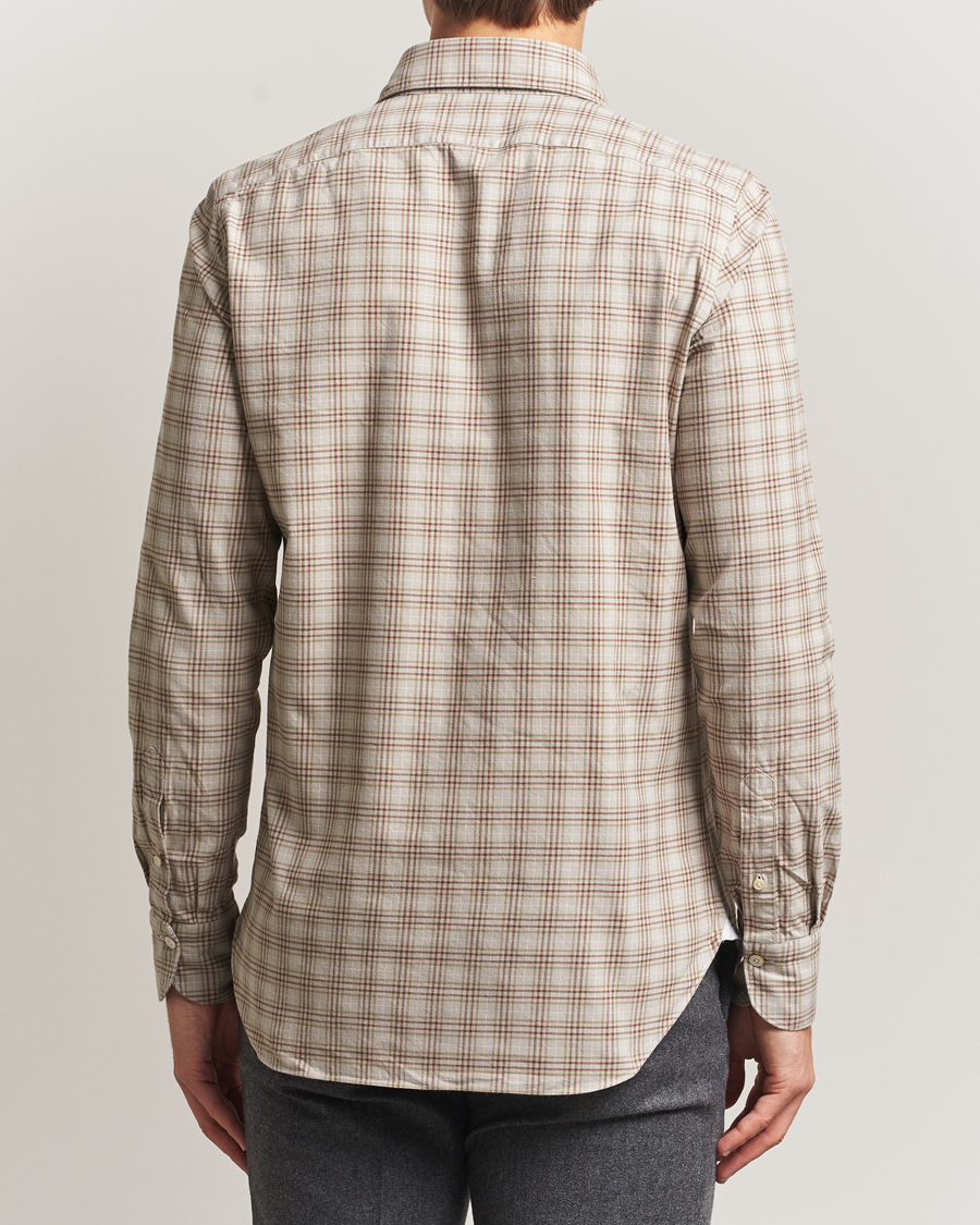 Herr | Skjortor | Finamore Napoli | Gaeta Flannel Sport Shirt Beige Check