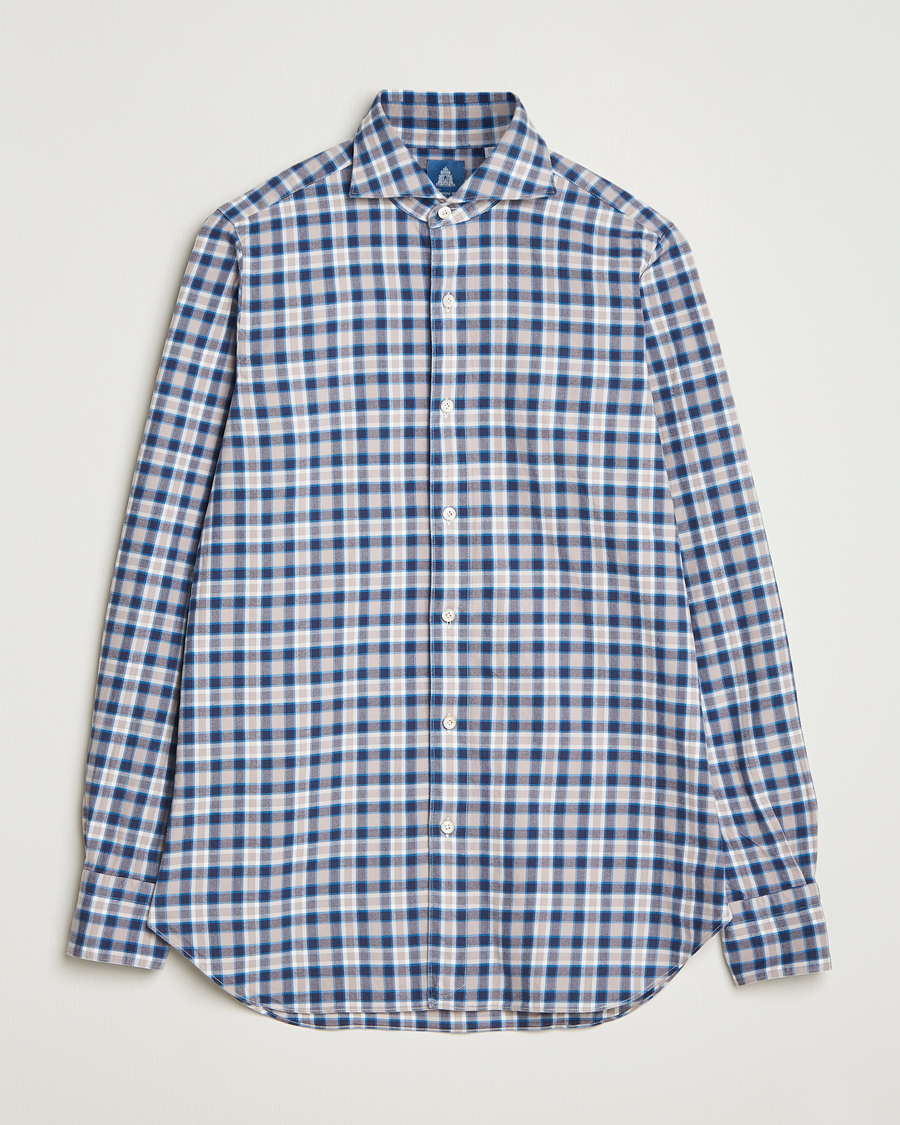Herr | Skjortor | Finamore Napoli | Gaeta Flannel Sport Shirt Navy Check