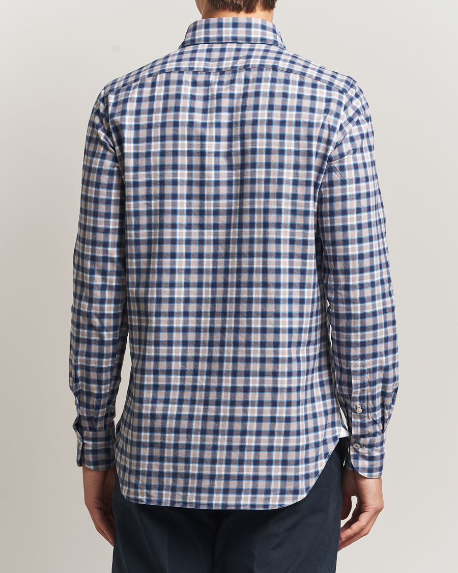 Herr | Skjortor | Finamore Napoli | Gaeta Flannel Sport Shirt Navy Check