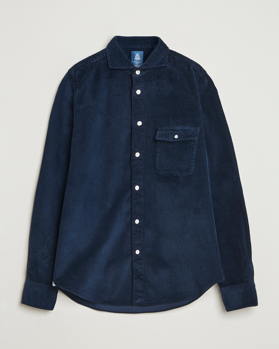 Herr | Skjortor | Finamore Napoli | Garment Dyed Corduroy Overshirt Navy