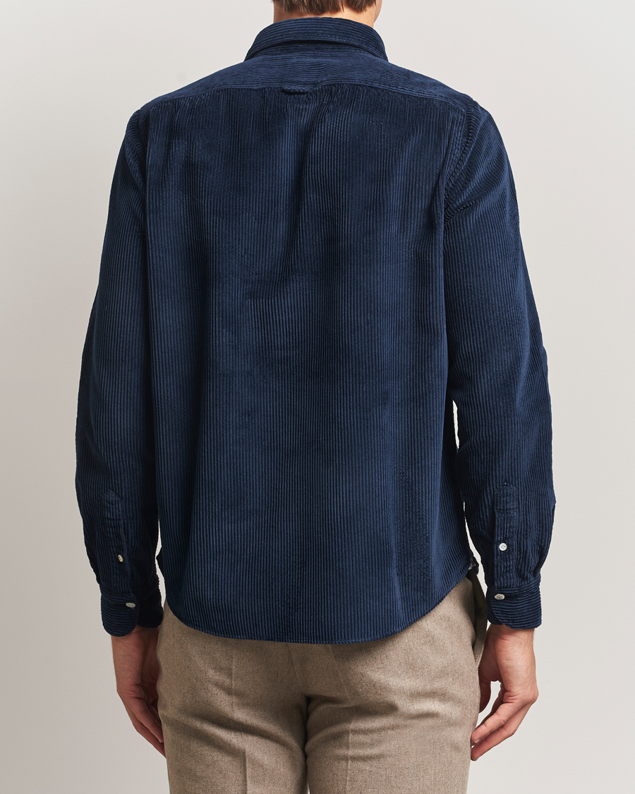 Herr | Skjortor | Finamore Napoli | Garment Dyed Corduroy Overshirt Navy