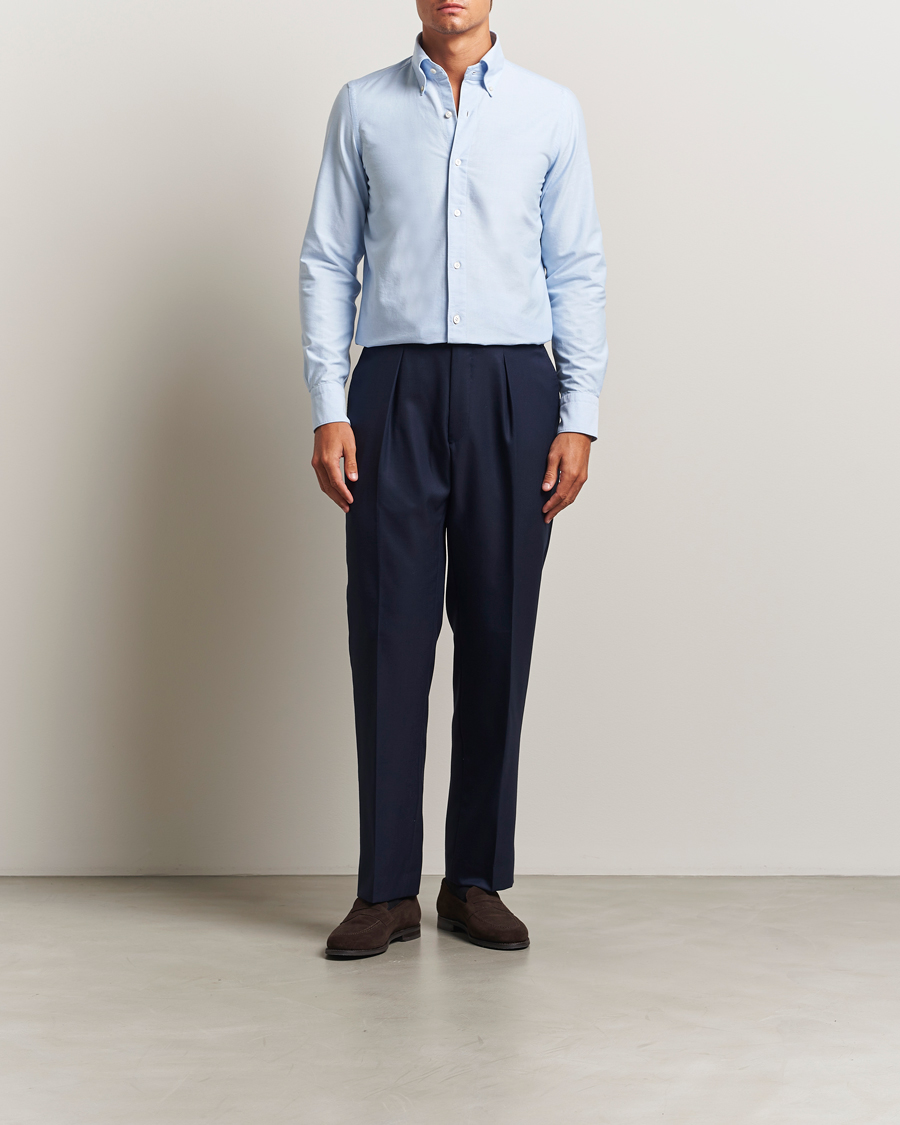 Herr | Skjortor | Finamore Napoli | Gaeta Oxford Button Down Shirt Light Blue