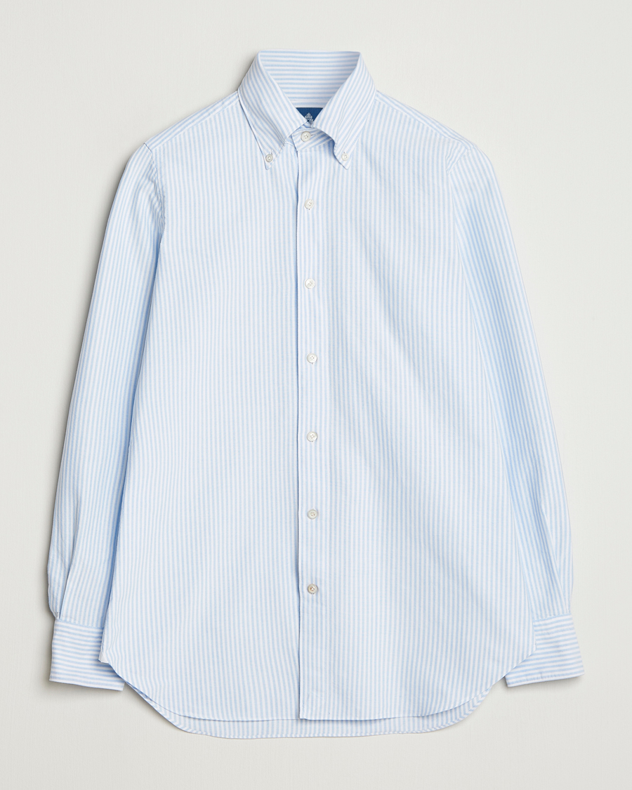 Herr | Skjortor | Finamore Napoli | Gaeta Oxford Button Down Shirt Light Blue Stripe