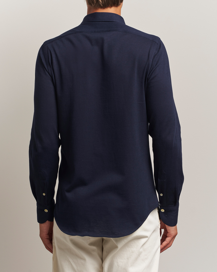 Herr | Skjortor | Finamore Napoli | Cotton/Cashmere Jersey Polo Navy