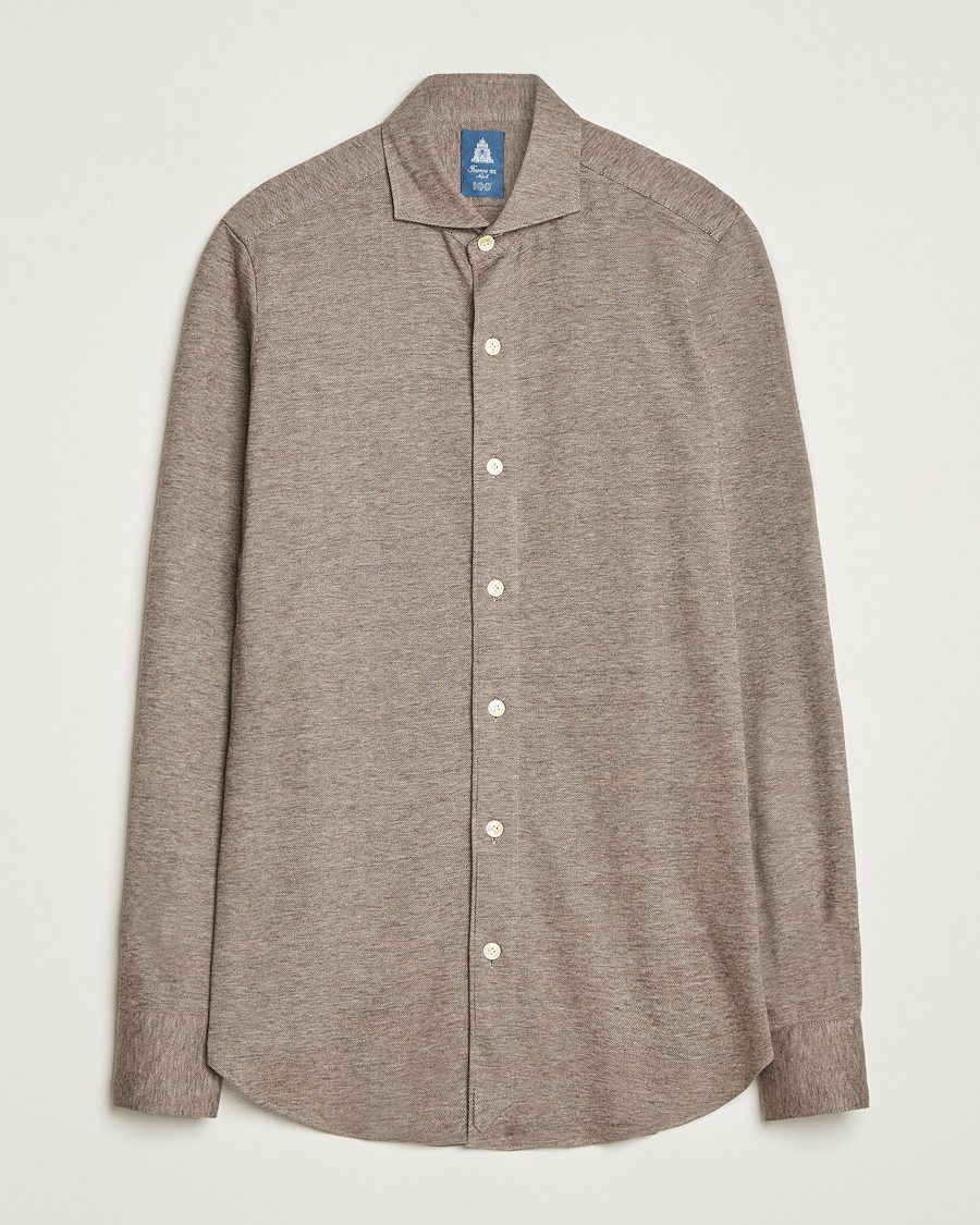 Herr | Skjortor | Finamore Napoli | Cotton/Cashmere Jersey Polo Beige