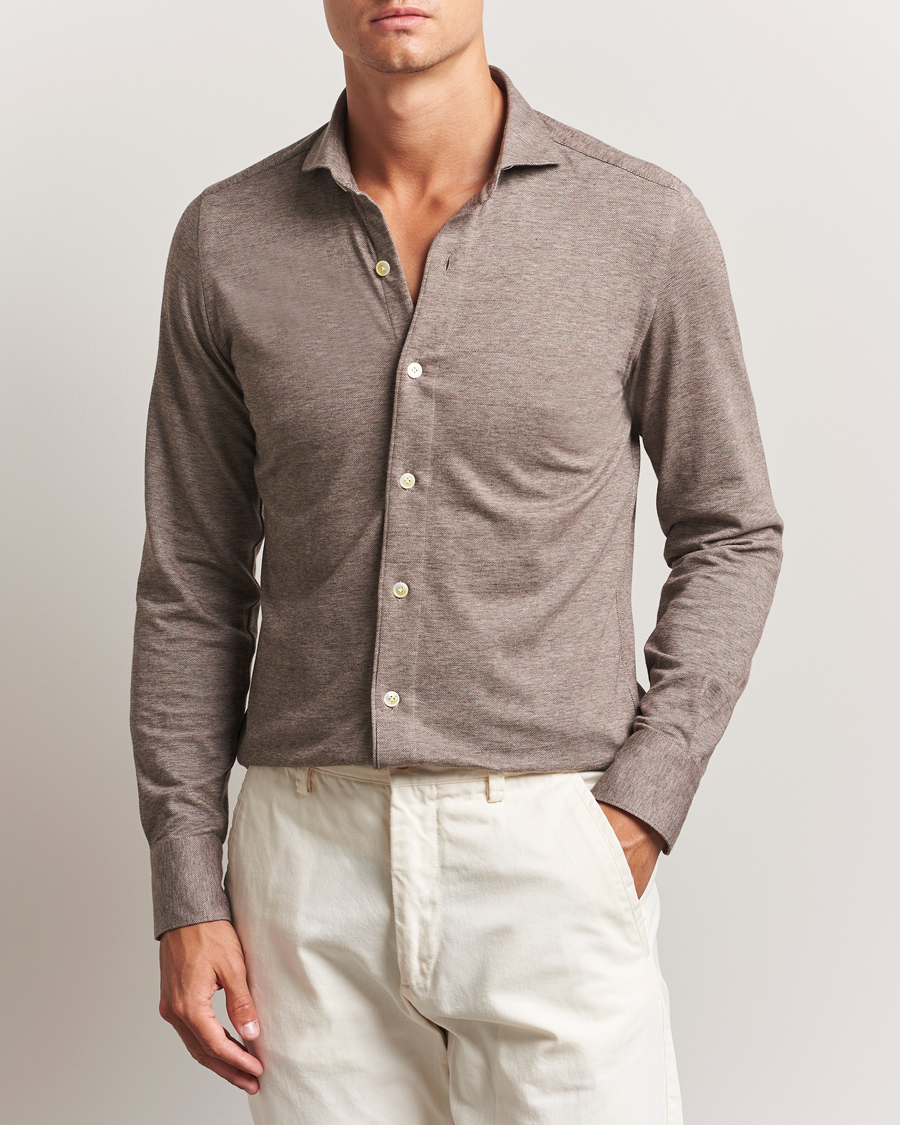Herr | Skjortor | Finamore Napoli | Cotton/Cashmere Jersey Polo Beige