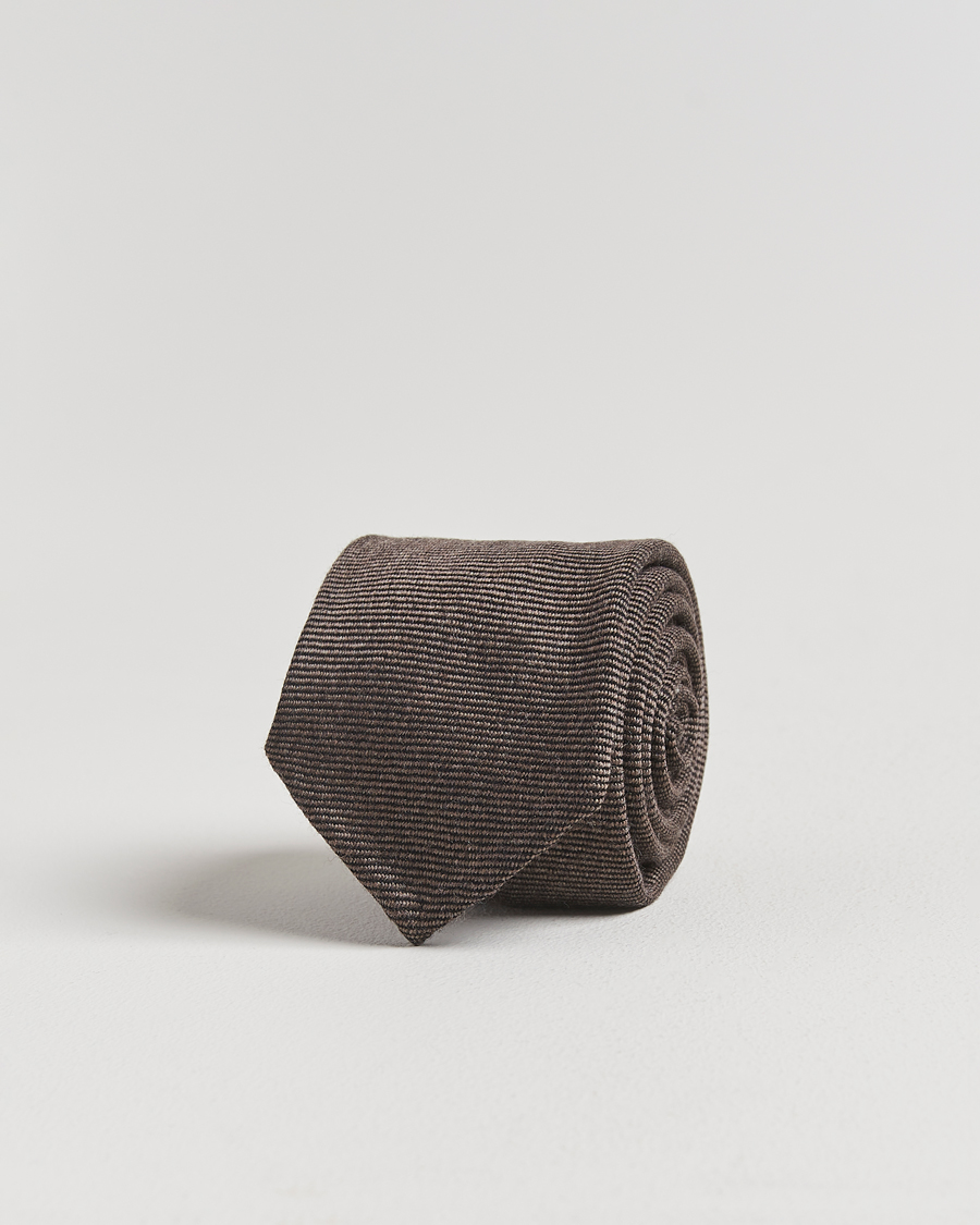 Herr | Slipsar | Finamore Napoli | Wool Twill Tie Brown